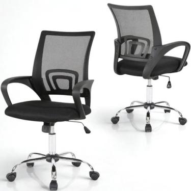 Imagem de Cadeira De Escritorio Giratoria Com Rodinhas Altura Ajustavel Ergonomi