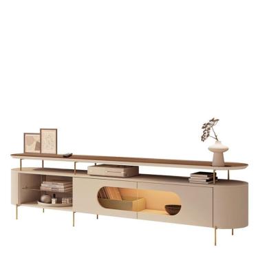 Imagem de Rack Bancada Ária Castanho Off White - HB Móveis