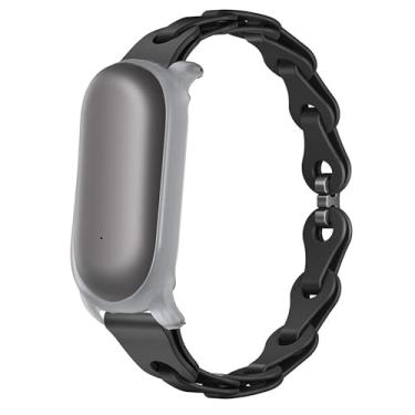 Imagem de Lamshaw Compatível com pulseiras Plaud NotePin, tiras de substituição de silicone elástico vazadas compatíveis com gravador de voz Plaud NotePin (preto)