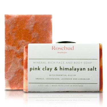 Imagem de Rosebud Woman Sabonete Facial E Corporal Rico Em Minerais - Barra Esfoliante Com Argila Rosa Sal Do Himalaia, Limpeza Suave, Hidratação Terrosa, Notas Florais Semi-Doces