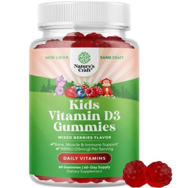 Imagem de Gomas de vitamina D Natures Craft 1000 UI para crianças 60 mastigáveis