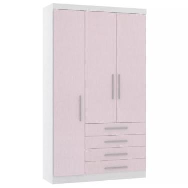 Imagem de Guarda-roupa Modulado 132cm 3 Portas 4 Gavetas Alpes Luciane, Branco/R