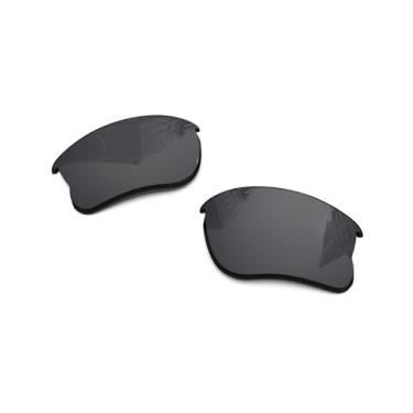 Imagem de Lentes de reposição polarizadas de 1,6 mm para óculos de sol Oakley Flak Jacket XLJ, proteção UV, lentes espelhadas escuras, peças de reparo e kit (preto escuro)