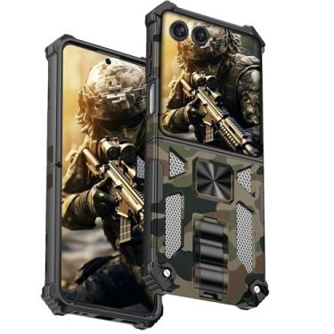Imagem de CCSmall Capa camuflada para Motorola Razr 2024 com suporte para homens, capa de telefone resistente à prova de choque com suporte dobrável para Motorola Razr 2025/Moto Razr 2024 CamoArmy verde