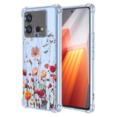 Imagem de RRXSYXL Capa para Vivo IQOO Neo 8, Vivo IQOO Neo 8 Pro com estampa floral transparente, capa macia à prova de choque para Vivo IQOO Neo 8, Vivo IQOO Neo 8 Pro, linda flor