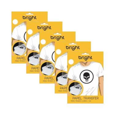 Imagem de Kit Papel Transfer A4 Tecidos Claros Bright Branco 50 Folhas Camisetas
