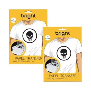 Imagem de Kit Papel Transfer A4 Tecidos Claros Bright Branco 20 Folhas Camisetas