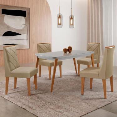 Imagem de Mesa de Jantar Copper 120cm Tampo Canto MDF Vidro com 4 Cadeiras Isado