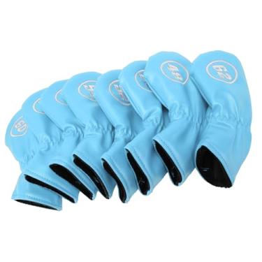 Imagem de RiToEasysports Tampas de Cabeça de Ferro do Clube, 8pcs Soft PU Brassie Head Capas 48 50 52 54 56 58 60 62 Graus Com Forro Macio Grosso para Homens Mulheres (Azul claro)