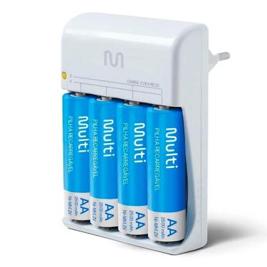 Imagem de Carregador De Pilhas Multilaser AA/AAA + 4 Pilhas Aa 2500Mah - CB054