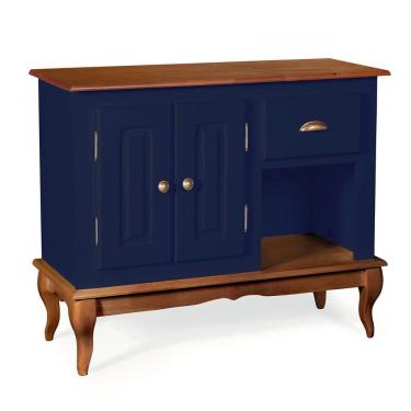 Imagem de Gabinete para Banheiro 2 Portas 1 Gaveta e Nicho Dália 3058 - Azul Petróleo/Imbuia Glazer