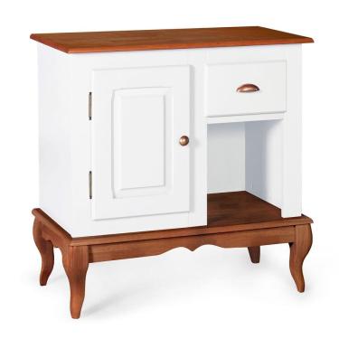 Imagem de Gabinete para Banheiro 1 Porta 1 Gaveta com Pés Luiz XV Dália 3064 - Branco/Imbuia Glazer