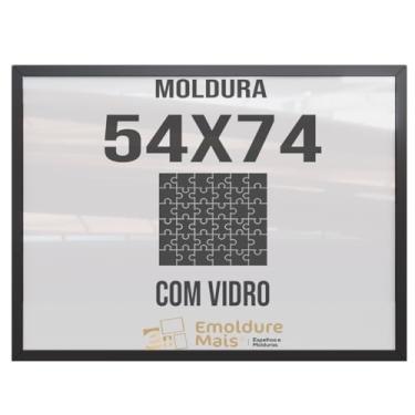 Imagem de Moldura para Quebra Cabeça Cabeca 54x74 1000 peças Com Vidro para Quadro Puzzles Pais e Filhos cor Preta