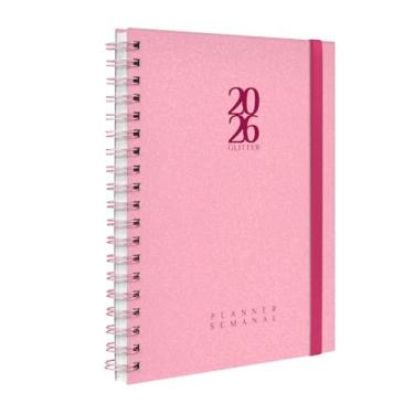 Imagem de Agenda 2026 Planner Semanal Plus Solid Glitter Cores Rosa E Pink