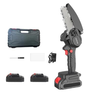 Imagem de Serra Elétrica Mini Portátil Sem Fio 21V, Motosserra Bateria, Carregamento Rápido, Corte 10cm Em 8 Segundos, Ideal para Poda de Galhos/Garden, Multiuso Madeira/Bambu