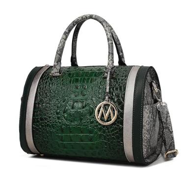 Imagem de MKF Collection Bolsa tiracolo feminina de couro vegano em relevo de crocodilo, Eleanor Green, Large