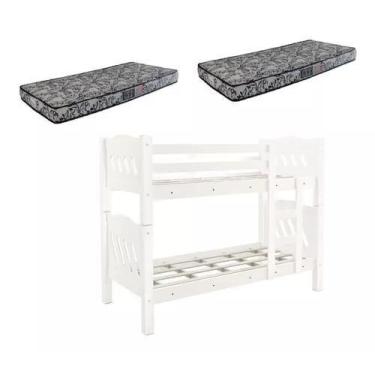 Imagem de Beliche Perola Branco Versátil  Vira 2 Camas com Colchão Solteiro 188x