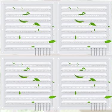 Imagem de Yaocom 4 peças de 25,4 x 25,4 cm, ventilação do sótão, ventilação de parede de alumínio branco, ventilação de metal com tela de malha de ventilação quadrada grade de ventilação para porta externa,