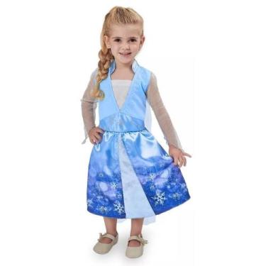Imagem de Fantasia Elsa Infantil Frozen Vestido Rainha do Gelo Frozen Luxo Anjo 