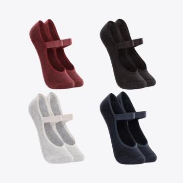 Imagem de Kit 4 Pares de Meias Lupo Sapatilha Antiderrapante 04945-104, Vinho, C