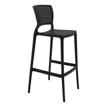 Imagem de Banqueta Alta para Bar Tramontina Serena Preto em Polipropileno com Pr