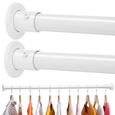 Imagem de Varas de armário para pendurar roupas, varetas ajustáveis de 45,7 a 244 cm, postes de armário fáceis de instalar para pendurar roupas, roupas de guarda-roupas, perfeitas para organizador de armário