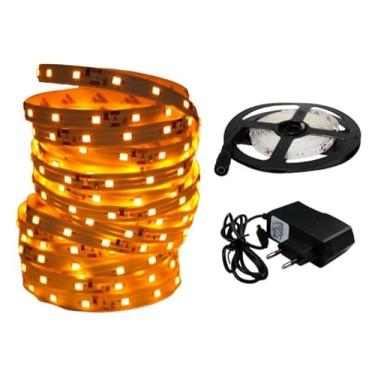 Imagem de Fita Led 2835 Âmbar Laranja Ip20 300 Leds 12v Fonte Bivolt