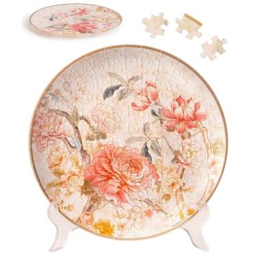 Imagem de PieceRelax Prato Quebra-Cabeça 3D Com 124 Peças - Elegância Em Flor De Peônia, Presente Exclusivo E Decoração Para Casa Plástico [Pl1008]