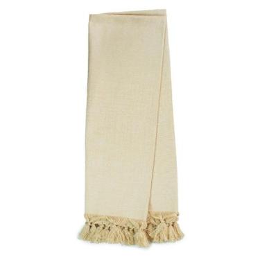 Imagem de Manta para Sofá em Tecido Jacquard Falso Liso Bege - Jacquard Tradicio