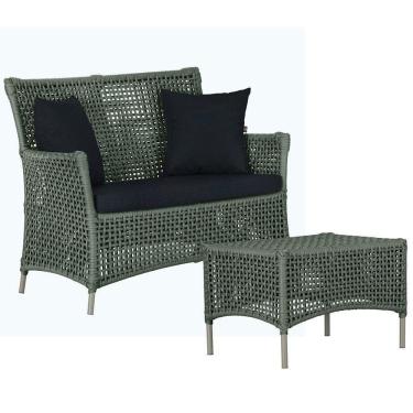 Imagem de Sofá E Mesa Igapó 2 Lugares Varanda Jardim Aluminio Piscina Verde