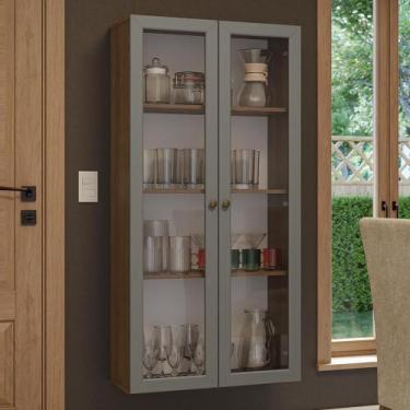 Imagem de Cristaleira Suspensa 70 cm 2 Portas de Vidro Rustic/Cinza Vik Madesa, 