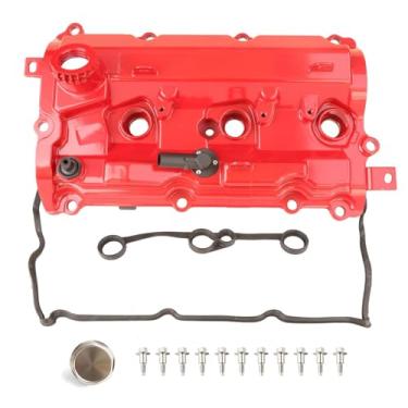 Imagem de MITZONE Kit de tampa de válvula de alumínio de atualização do lado esquerdo do motorista compatível com Nissan 370Z para Infiniti G37 M37 QX50 Q70 Q60 Q50 Q440 FX37 QX70 3.7L 2008-2020 Vermelho
