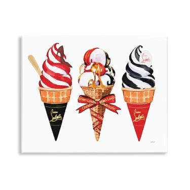 Imagem de Stupell Industries Design de arte de parede de cones de sorvete vermelhos e pretos por Amanda Greenwood, 28 x 35 cm