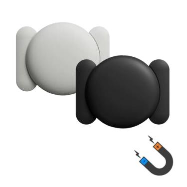 Imagem de Frylaa Capa com suporte magnético para AirTag, 2 peças de capa protetora oculta de silicone macio com suporte magnético forte para rastreador GPS para superfície de metal para carro/Vechiles/caminhão