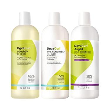 Imagem de Deva Curl Delight Low Poo Shampoo (1000ml), Condicionador (1000ml) E Angéll Gel (1000ml)