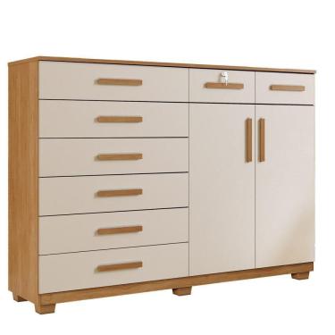 Imagem de Cômoda New Triunfo 8 Gavetas 2 Portas 2 Prateleiras Cinamomo Off