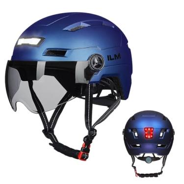 Imagem de ILM Capacete de bicicleta adulto com USB recarregável LED frontal e traseira capacetes de bicicleta montanha e estrada para homens e mulheres capacete de ciclismo removível E3-10L (azul roxo, PP)