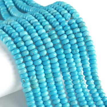 Imagem de 76 peças 5 x 8 mm Pedra Natural Azul Turquesa Rondelle Espaçador Contas Soltas Abacus Disco Pedra Redonda Grânulos de Pedra Preciosa Solta para Fazer Joias Colar Pulseira DIY