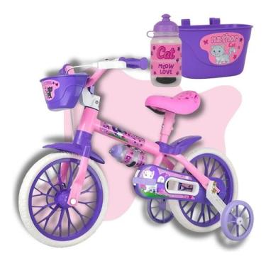 Imagem de Bicicleta Infantil Menina 2 Anos 3 4 5 Anos Aro 12 Selim em Pu Nathor 