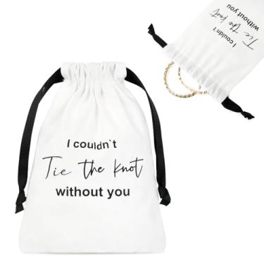 Imagem de CEELGON 8 peças bolsa de joias com cordão, sacos de presente de dama de honra, tecido de algodão de linho, casamento, festa de noiva, lembrancinha, laço de despedida de solteira, brinco, embalagem de