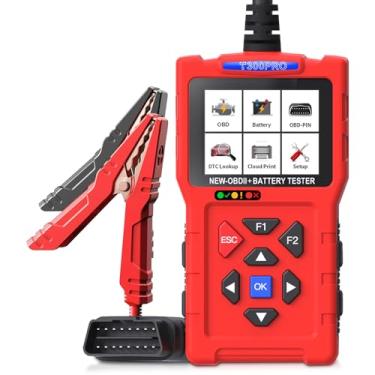 Imagem de Scanner de carro e testador de bateria 12 V/24 v automotivo, 20-2000 CCA testador de bateria de carro e leitor de código de verificação do motor, T300PRO