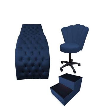 Imagem de Kit estéticista maca de luxo 60 cm - IN-9 Decor, Veludo Azul Marinho