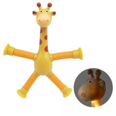 Imagem de Brinquedo girafa Pop it Tubos com ventosa e luz - TOYS