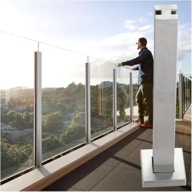 Imagem de Kit De Balaustrada De Sistema De Corrimão De Vidro Quadrado De Metal, Coluna De Guarda-corpo De Sótão Externo Interno Poste De Cerca De Piscina, Escada De, Middle Post, 90cm/35.4inch High