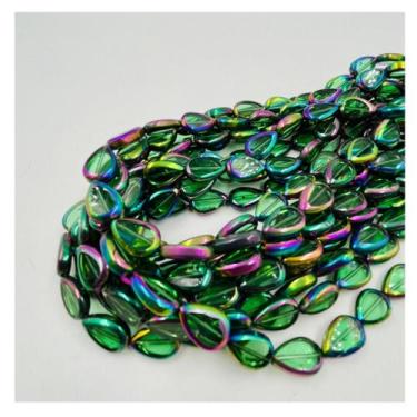 Imagem de Fio de Pedras 15x10mm 28un Gota Verde Irisado 30cm Arte - Macall