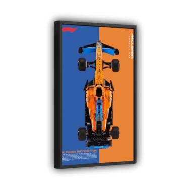 Imagem de Quadro Expositor para Carro F1 Mclaren, Tamanho 50x80cm, Impressão UV no Acrílico, Incluso 2 Ganchos, Moldura Preta (Opção B)
