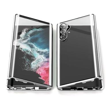 Imagem de RingPi Capa para celular Samsung Galaxy A54 5G [Adsorção magnética][Película de vidro temperado transparente dupla face][Moldura de alumínio] Capa à prova de choque masculina e feminina para Samsung