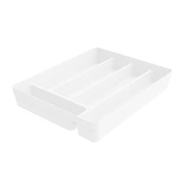 Imagem de Organizador de Talheres Para Gaveta 5 Divisorias Plástico Cozinha Branco - 401045 Crippa