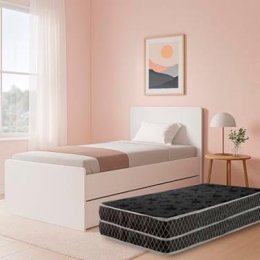 Imagem de Cama Solteiro MDF Premium com Estrutura Compacta, Cama Auxiliar Embutida e 2 Colchões D20 Confortáveis