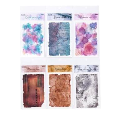 Imagem de Kit de adesivos de scrapbook de aquarela com 12 folhas vintage PET transparentes à prova d'água para lixo, diário, garrafas de água, telefone, laptop, decalques para adolescentes, meninas, crianças e